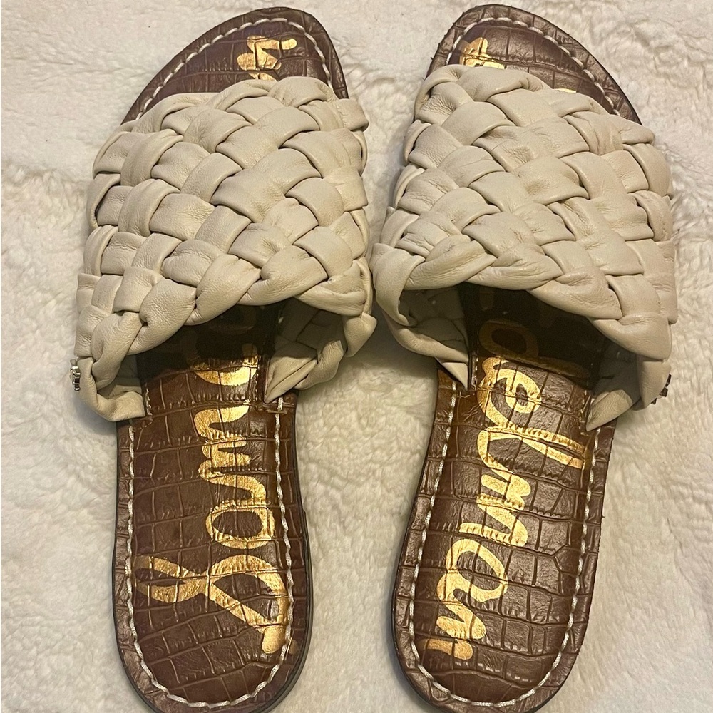 Sam Edelman  casual braiding cream Woven Slide Sandals size 7.4 - Picture 11 of 16